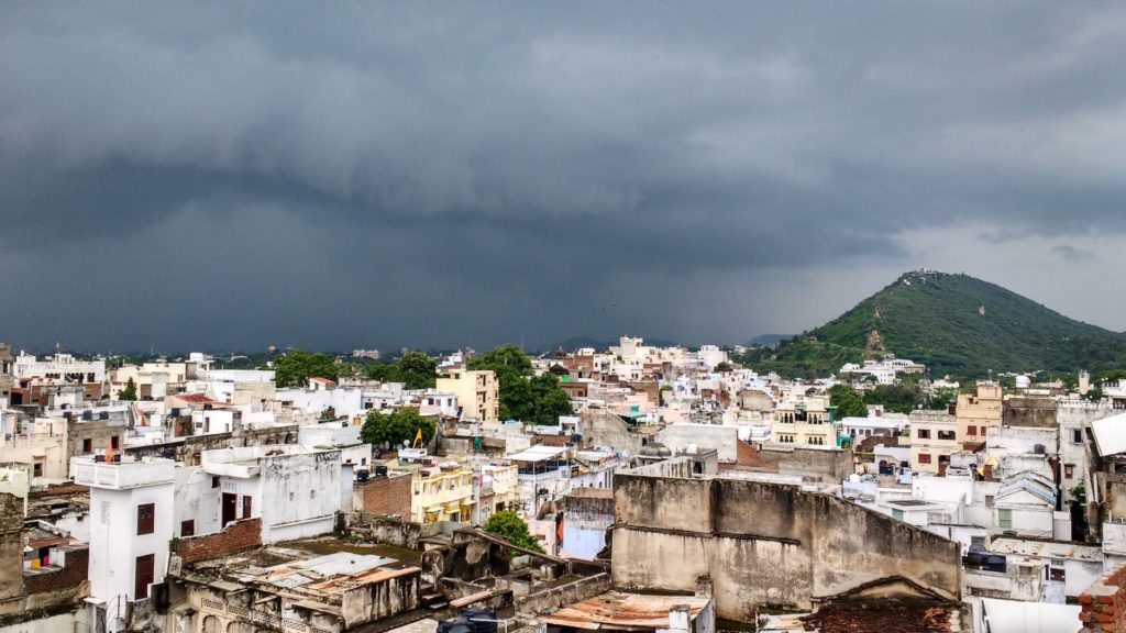 Ominous clouds hang above the city, Udaipur